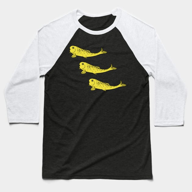 Yellow Fish Baseball T-Shirt by Olooriel